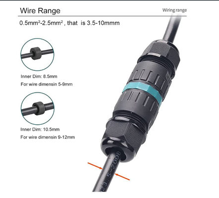 IP68 Waterproof Quick Connector 2 Way 3 Core Electrical Junction Wire Connector