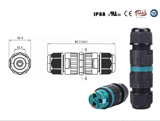 IP68 Waterproof Quick Connector 2 Way 3 Core Electrical Junction Wire Connector