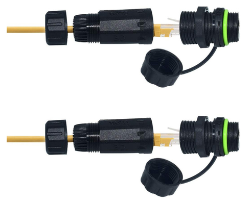 Female To Female RJ45 Waterproof Connector IP68 Panel Mount Coupler
