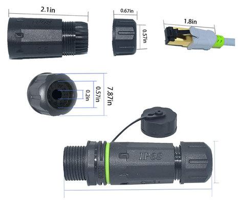 Female To Female RJ45 Waterproof Connector IP68 Panel Mount Coupler