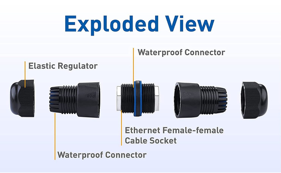 2 Pack Waterproof RJ45 Connector IP68 Cat6/Cat5E/Cat5 Shielded For Outdoor Ethernet