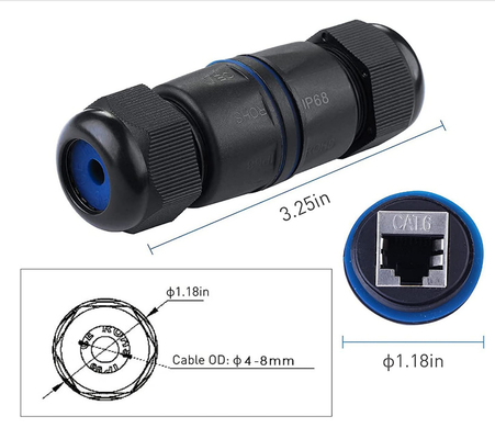 2 Pack Waterproof RJ45 Connector IP68 Cat6/Cat5E/Cat5 Shielded For Outdoor Ethernet