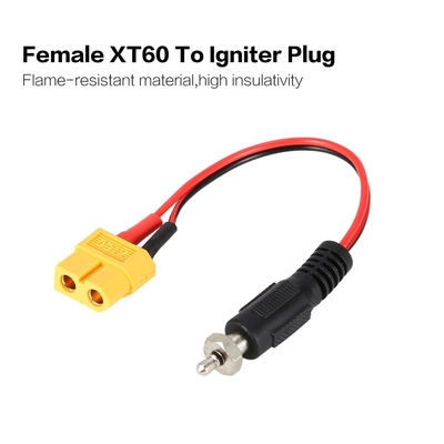 XT60 Female To Glow Plug RC Charger Cable 15cm Or Customized Length